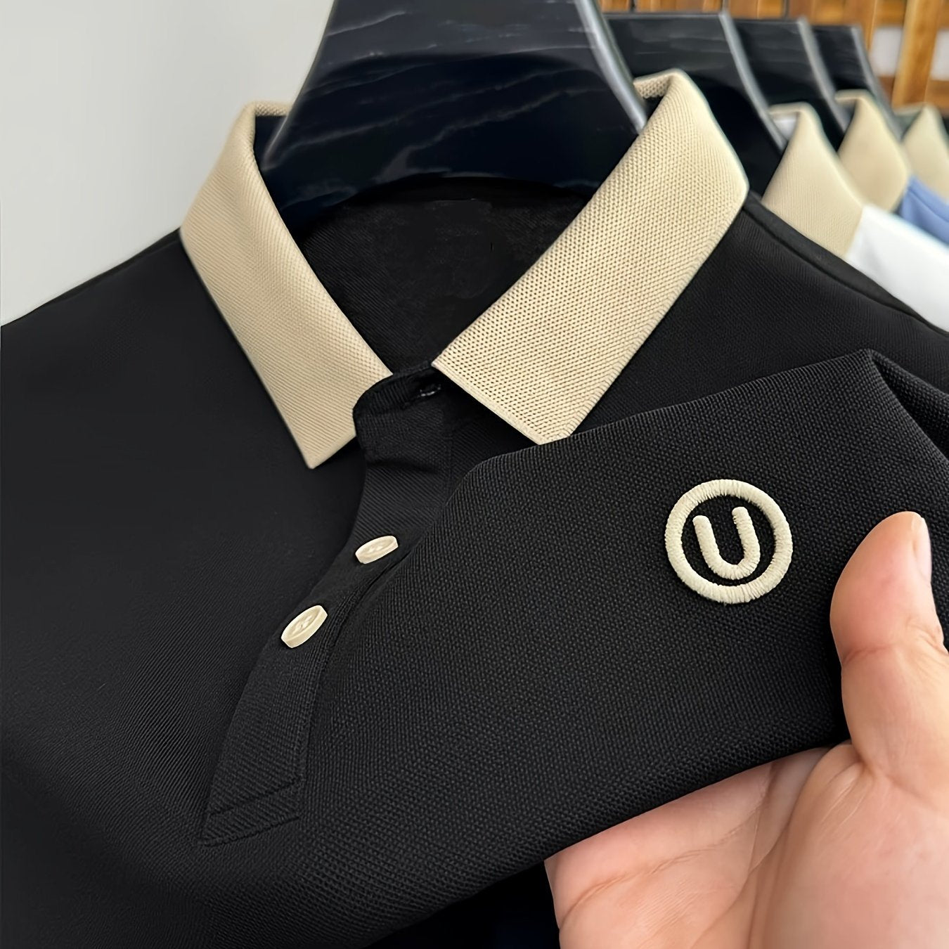 Men's Golf Shirt Short Sleeve Embroidered Polyester Casual Stretch