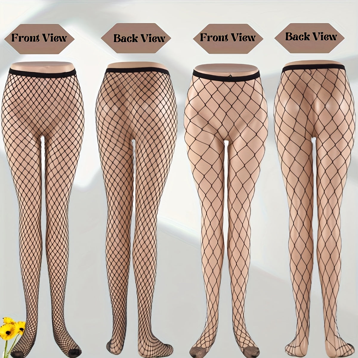 Women Fishnet Stockings 5 Pairs High Waist Garter Hollow Open Underwear