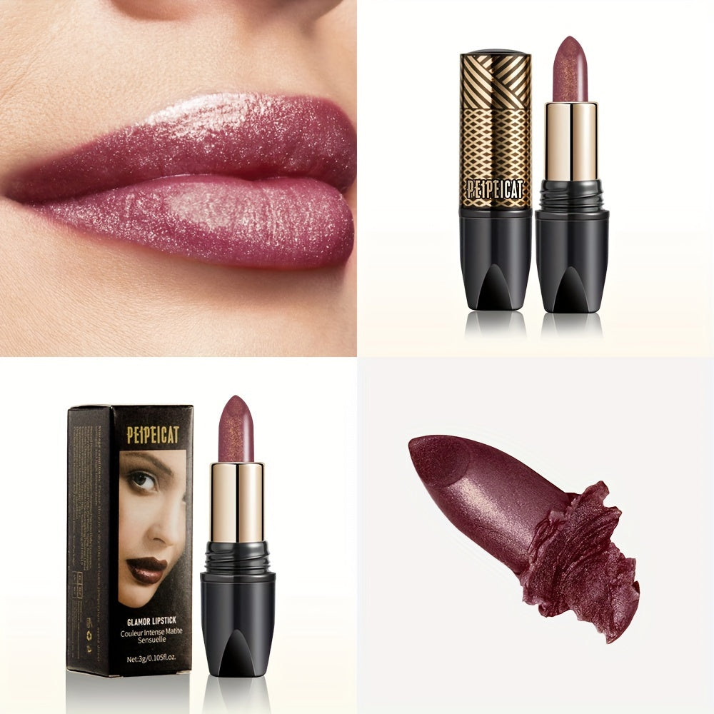 Mujer lápiz labial no difuminar burdeos oro brillo brillo duradero brillante