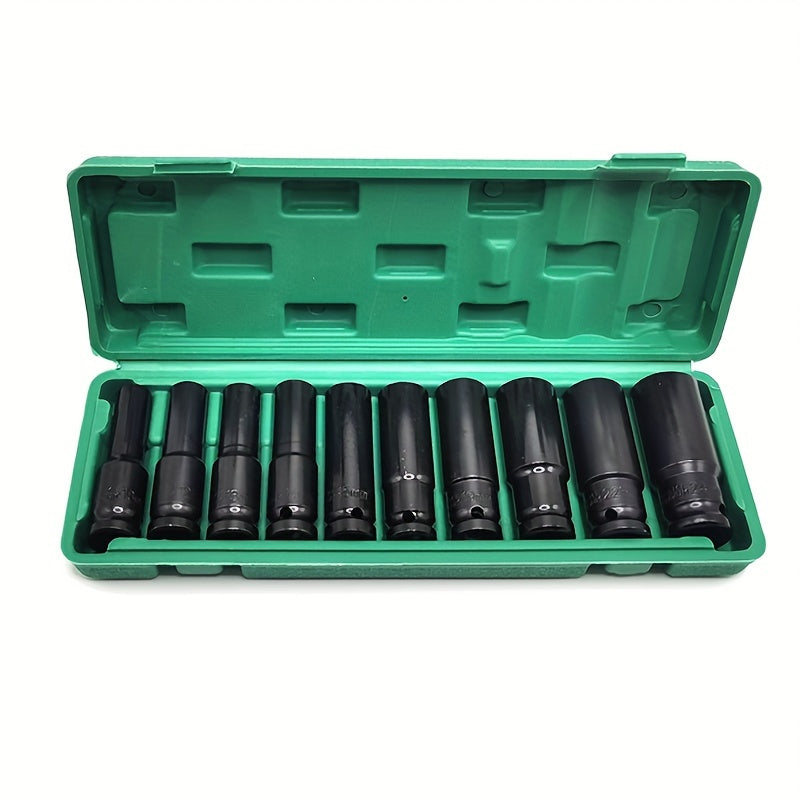 10 Pieces Impact Socket Set 1/2 Inch Deep Drive Carbon Steel Auto Repair