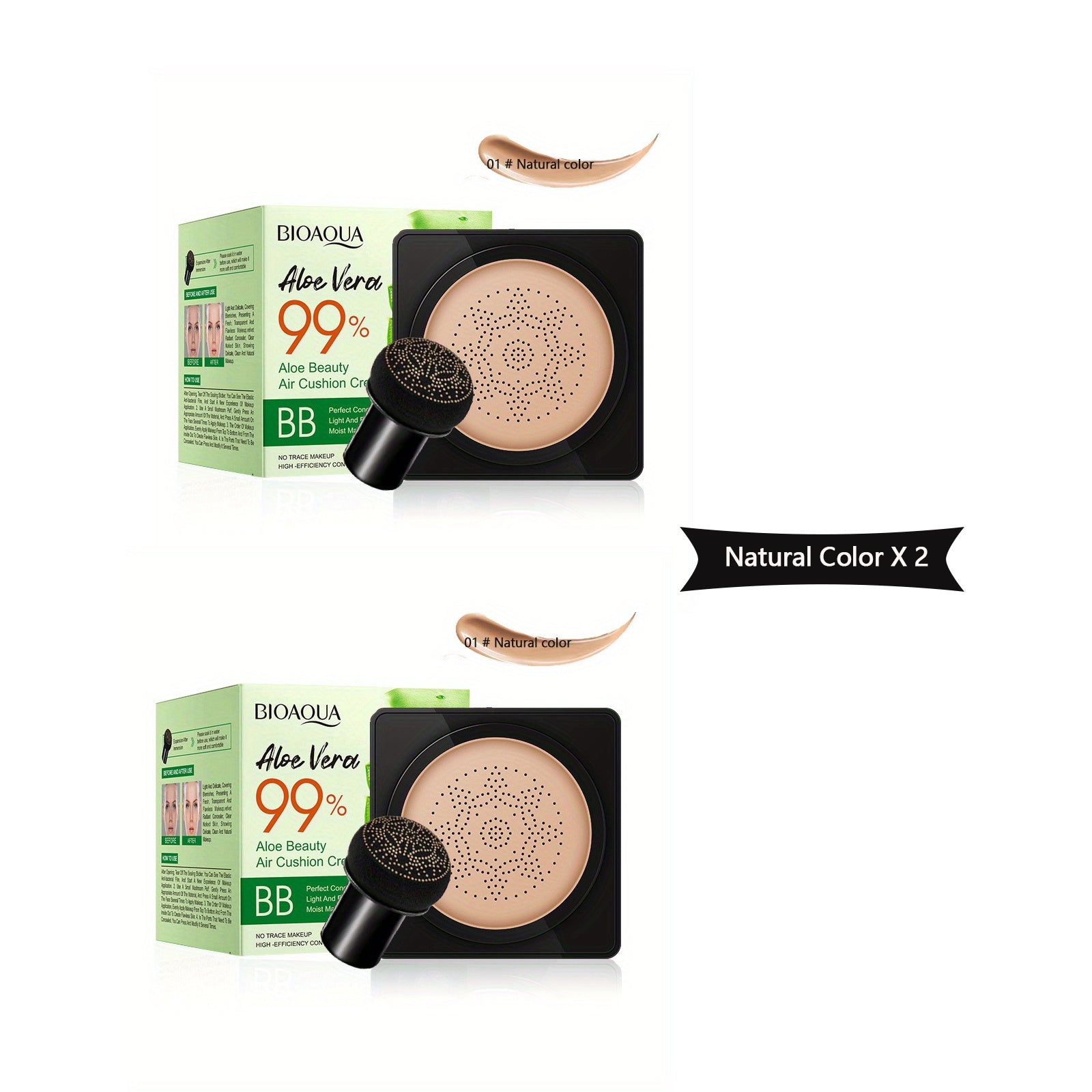 Goʻzallik Yostiq BB Krema Oʻrtacha Qoplam Aloe Vera Tabiiy Yakun Barcha Turi Terilar uchun