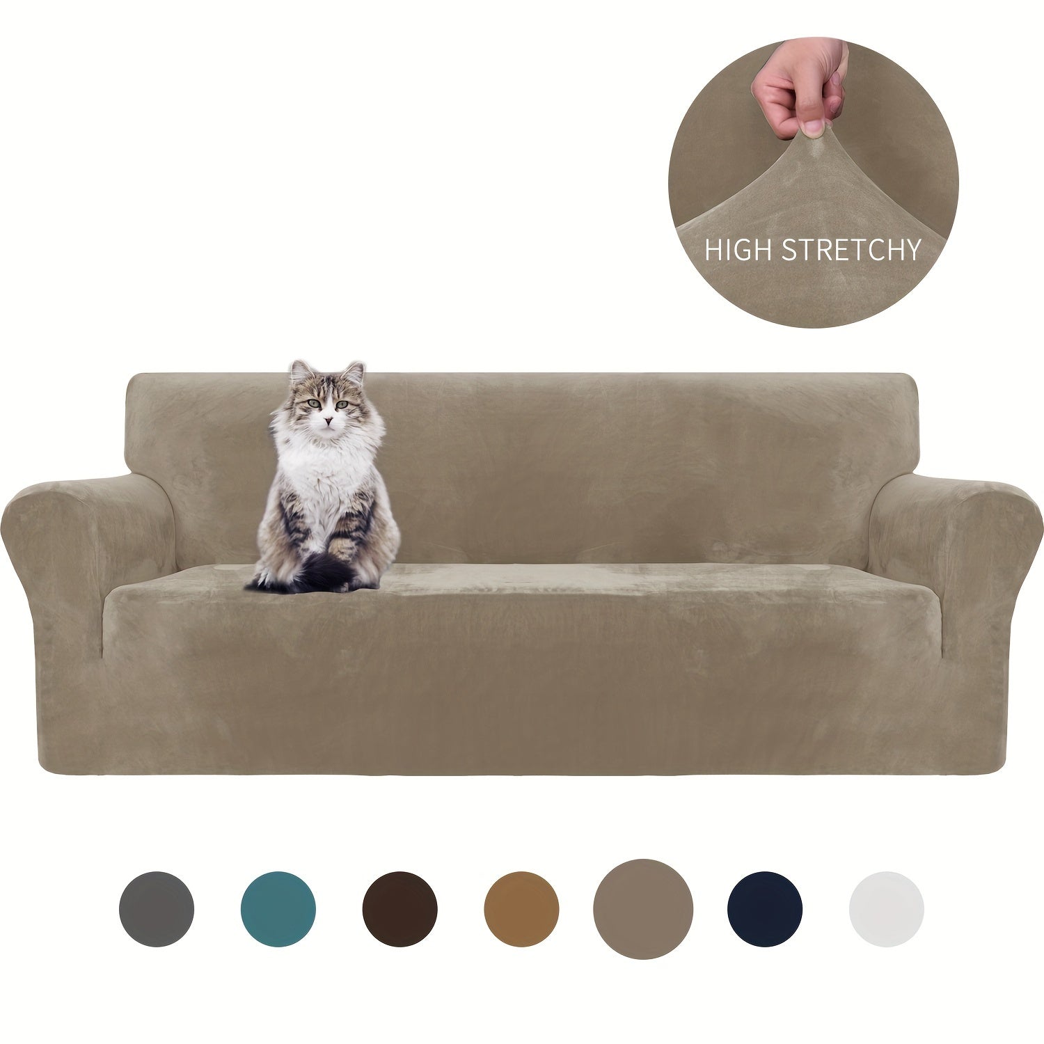 Velvet Sofa Cover Elastic Bottom All Seasons Pet Scratch Protection