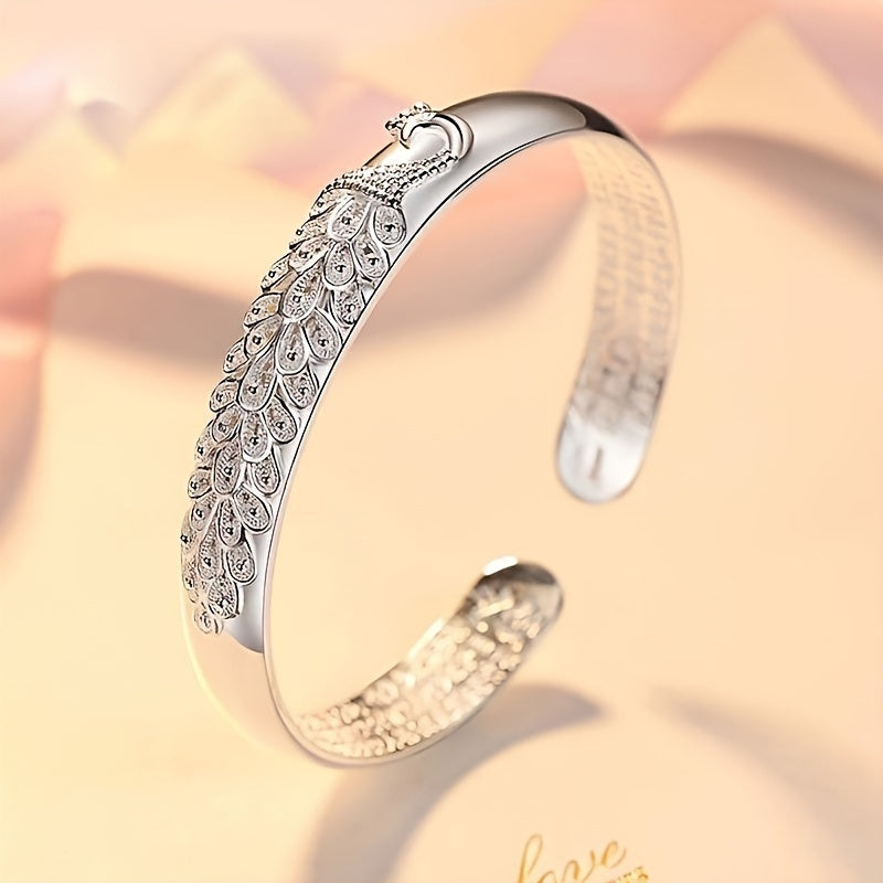 Серебряный открытый регулируемый браслет для женщин и девочек
