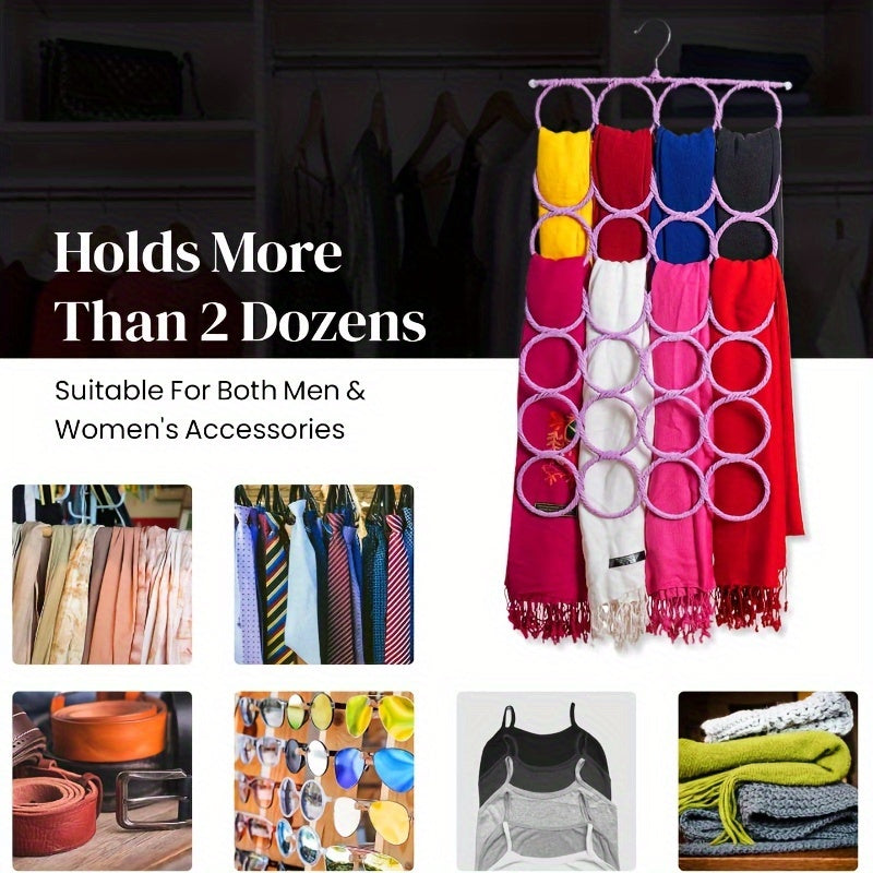 Ko'p rangli rattan qog'oz halqalar bilan temir doira sharf tutgichi, bog'lamlar va sharflarni tartibga solish uchun