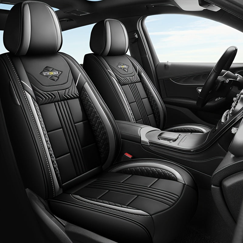 Car Seat Cover Universal Full Coverage PU Leather for 5 Seats All-Season