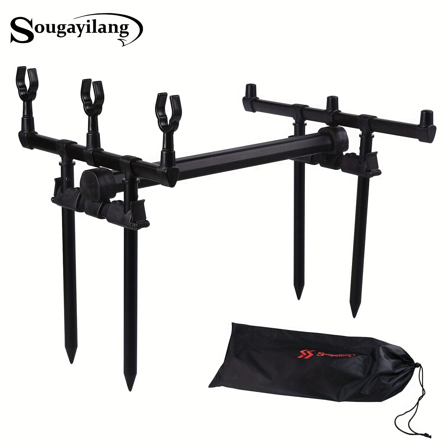 Aluminium Alloy and ABS Material Carp Fishing Pole Rack Black Durable Bracket Shelf