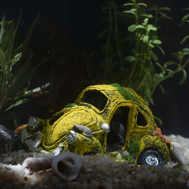 Resin Aquarium Decoration Old Car Bus Hideaway Ornament for Fish Tank