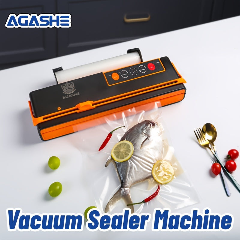 Машина вакуумной упаковки -75Kpa, подходит для мешков шириной 32 см, включает держатель рулона мешков и нож для резки, с двойным режимом для влажных и сухих продуктов, автоматическая запайка и упаковка