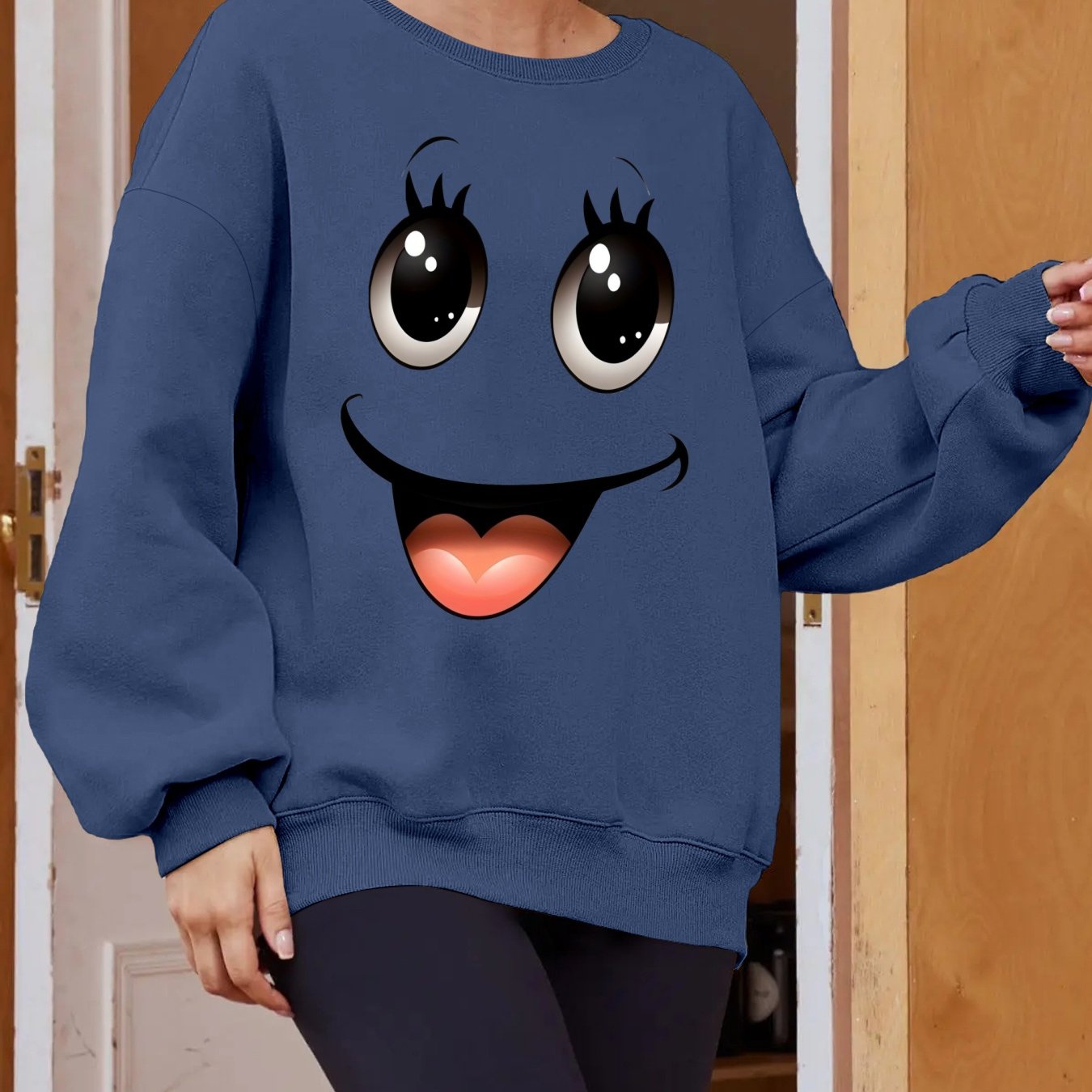 Plus Size Women's Long Sleeve Sweatshirt Geometric Pattern Breathable Casual Pullover