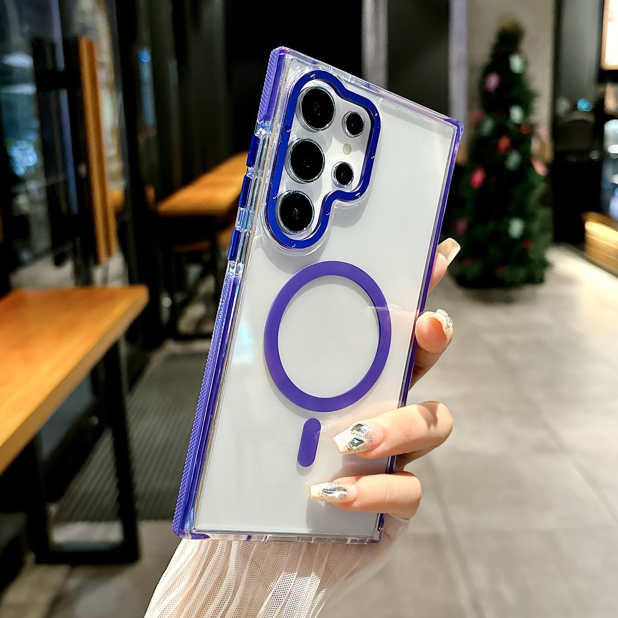 Transparent Magnetic Anti-Slip Phone Case for Samsung Galaxy S23 Ultra Plus with Wireless Charging and Shockproof Protection