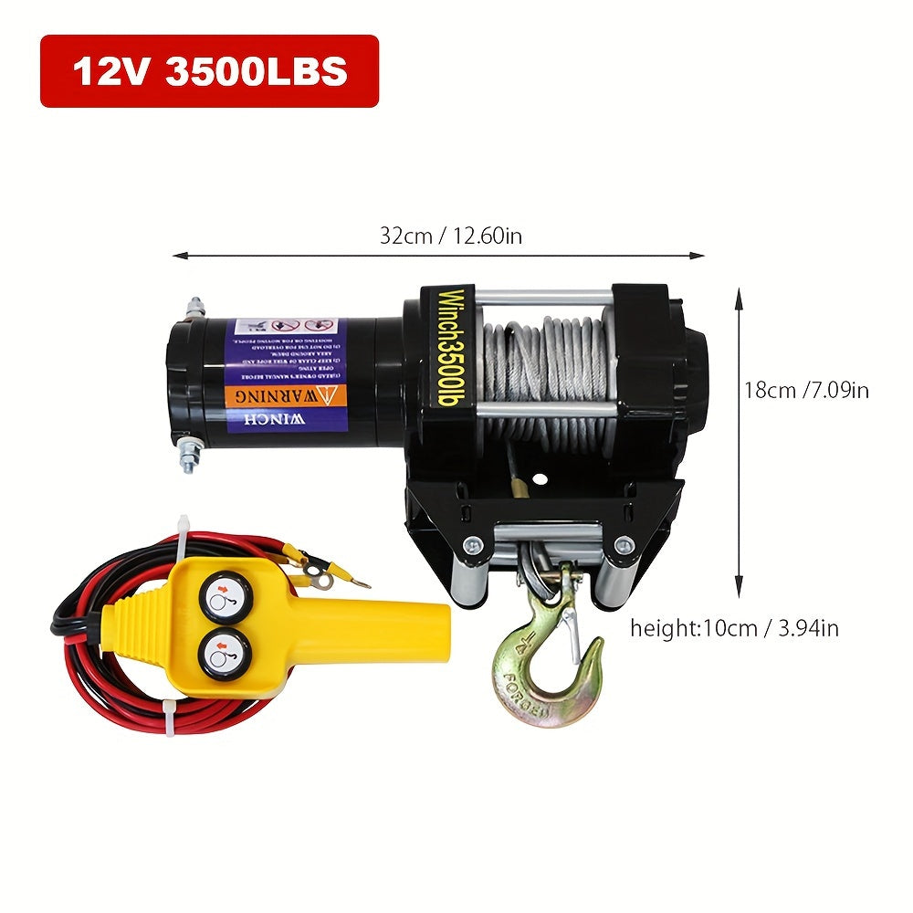 Тяжёлая 12V электролебёдка с регулируемым крюком, из железа, противо corrosion, пескостойкая для строительства, производства, лесного хозяйства, пожаротушения