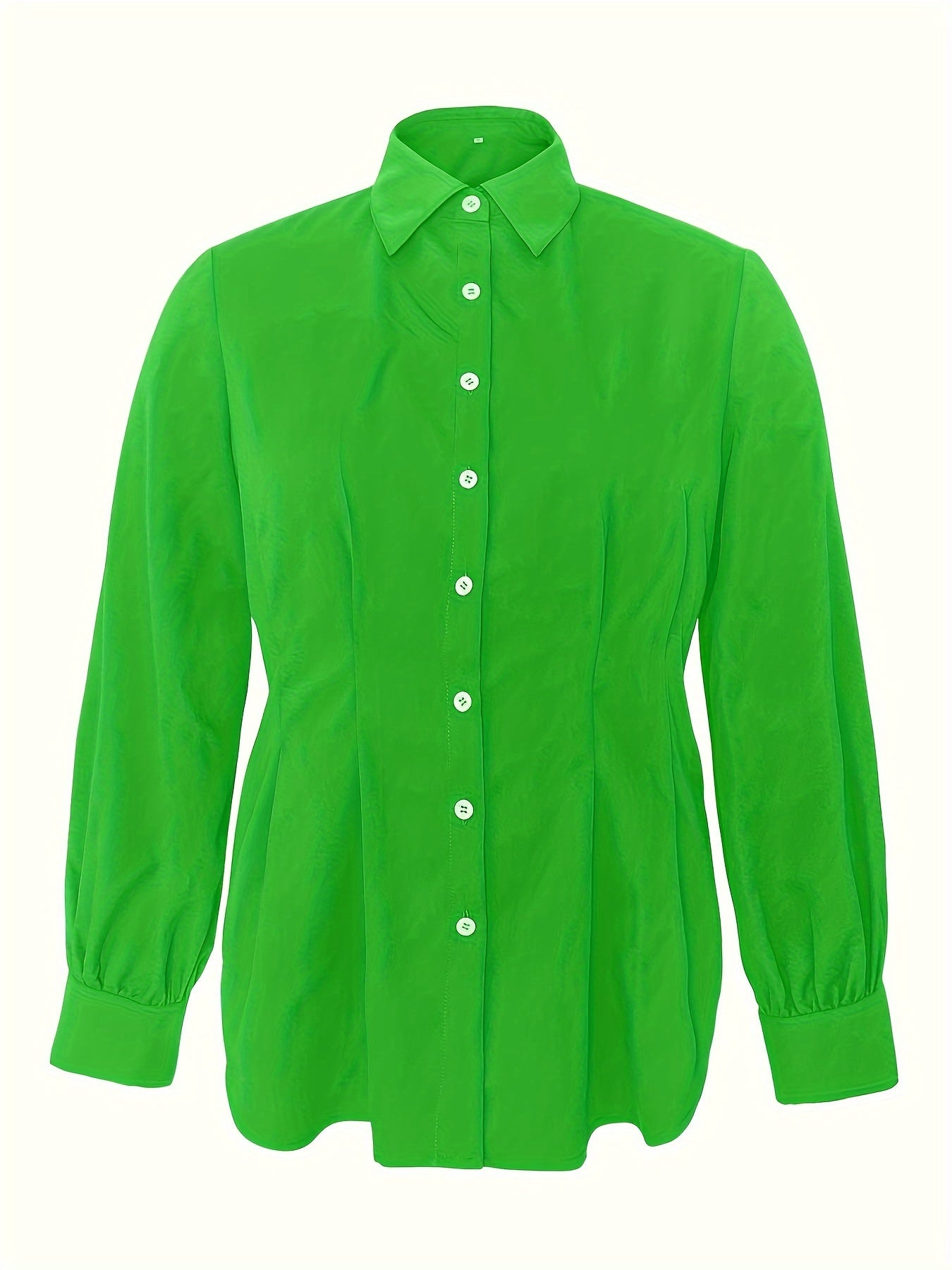 Women's Plus Size Casual Blouse Solid Button-Up Lantern Sleeve Turn Down Collar
