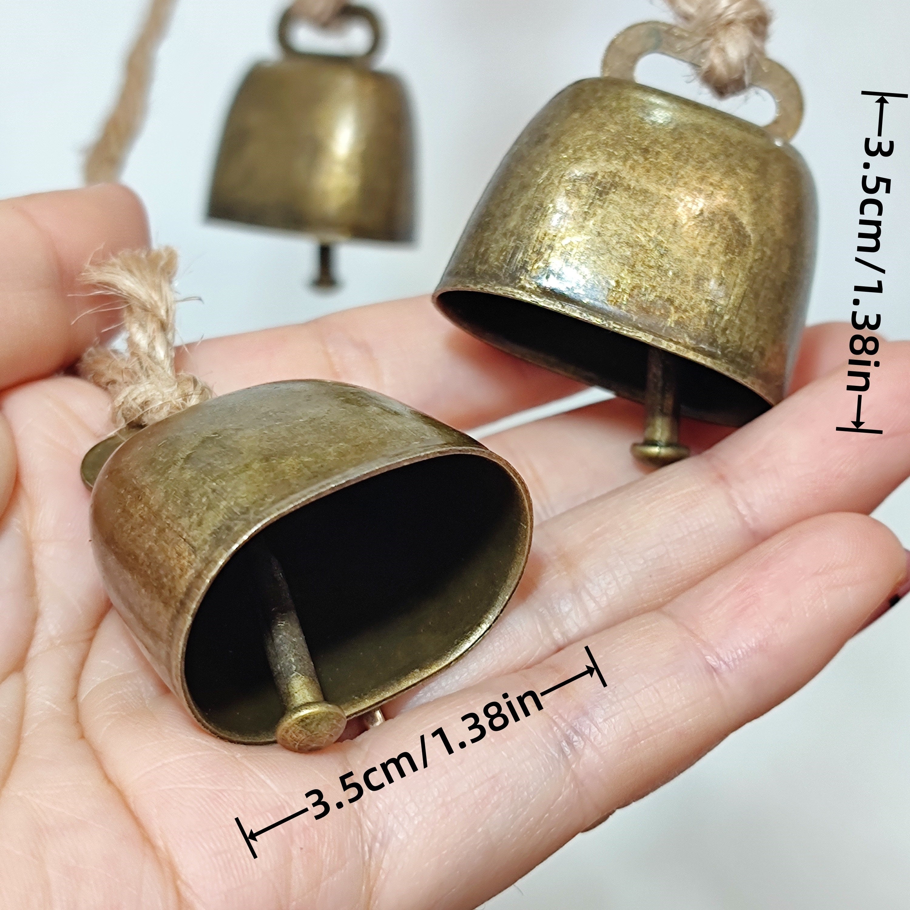 Set of 6 Cast Iron Cowbells with Rope for Decorations and Pet Accessories