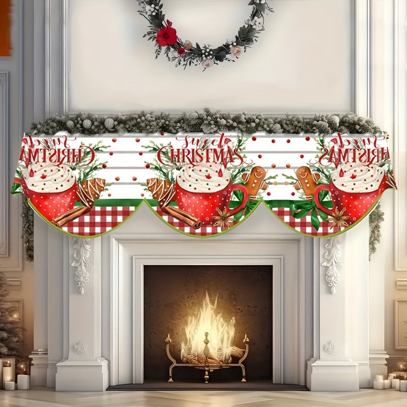 Christmas Candy and Cup Fireplace Mantle Scarf 49.78cm x 199.9cm Holiday Decor