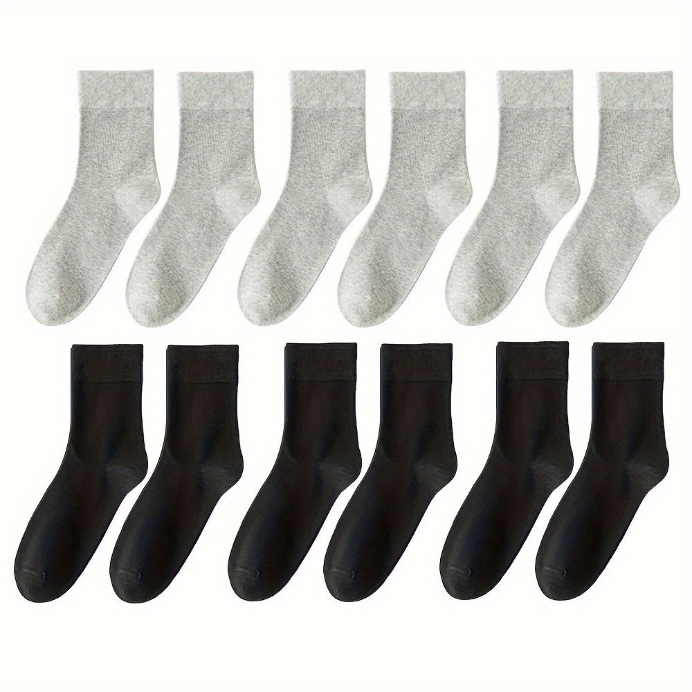 Unisex Cotton Crew Socks 6 Pairs Breathable Sweat-Absorbing Comfortable