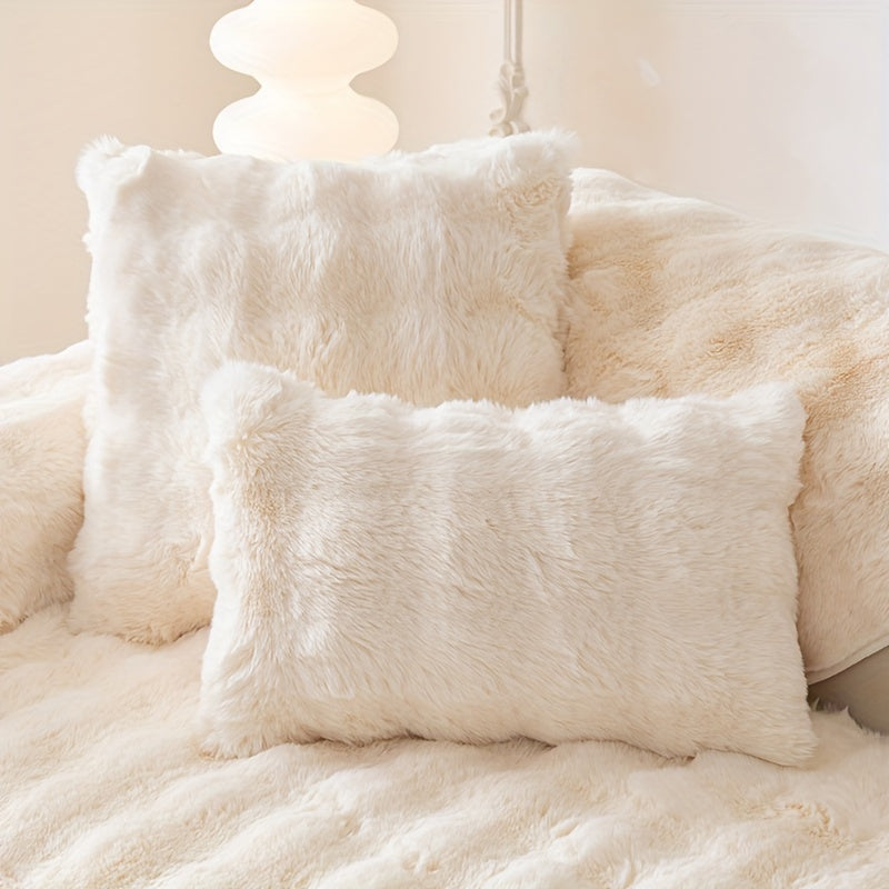 Зимний плюшевый искусственный меховой чехол для дивана с защитой от скольжения, подходит для диванов до 4 мест. Чехол из полиэстера, который можно стирать в машине, для домашнего и офисного декора, станет уютным рождественским подарком.