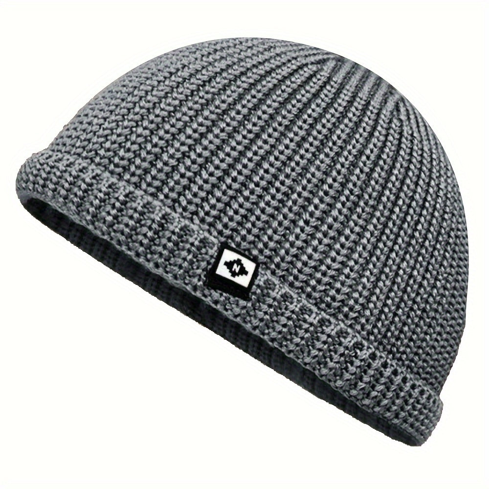 Bir parcha asosiy baliqchi beanie, jinsiga qarab bo'lmagan mustahkam rangli to'qilgan shlyapa, zamonaviy sovuqdan himoya qiluvchi bosh shlyapa, ayollar va erkaklar uchun ribbed beanie