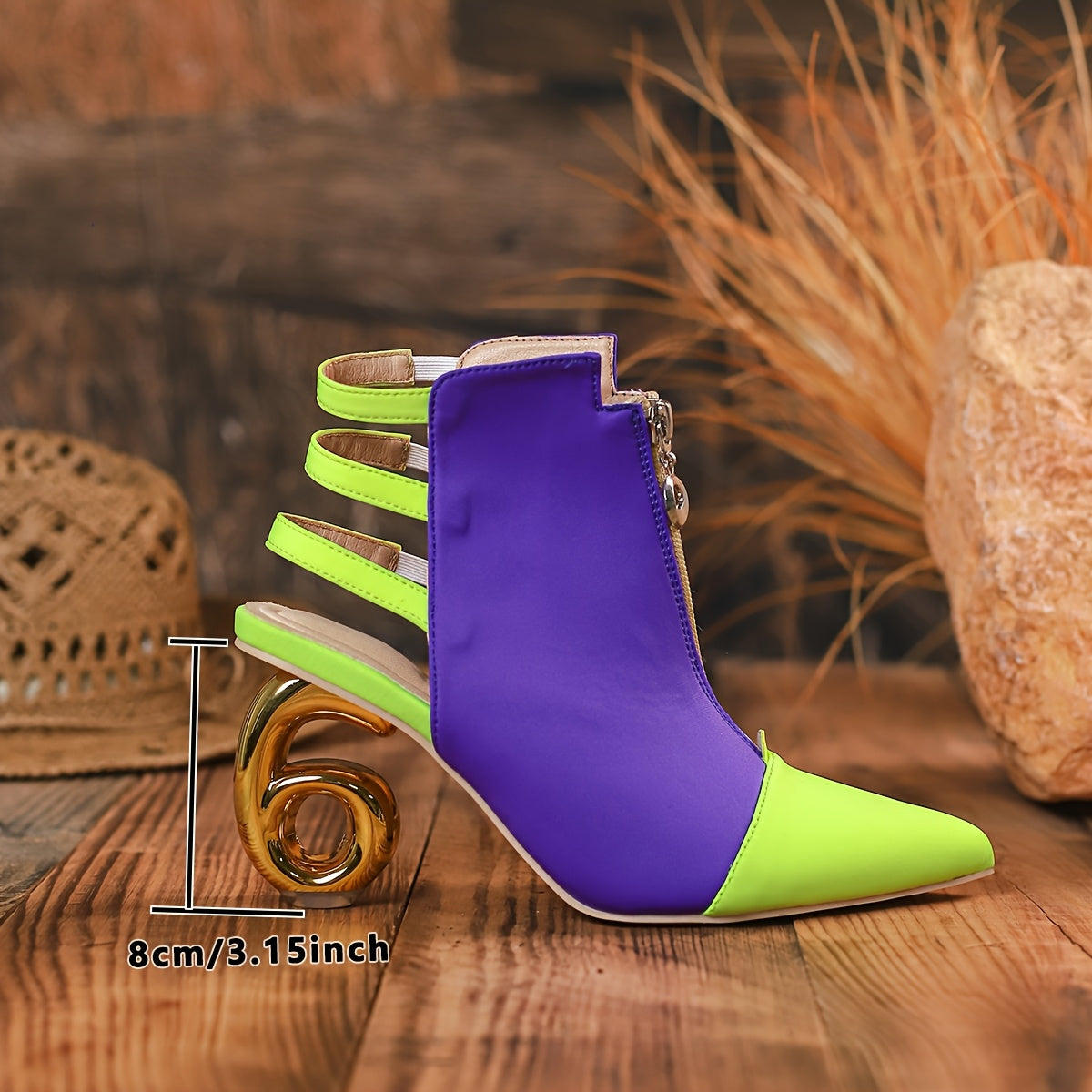 Women Glow-in-the-Dark Pointed Toe High Heels Vibrant Purple Neon Green