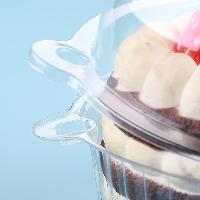 Disposable Clear Plastic Cupcake Containers with Flip Top Closure, 10 20 30 Pack