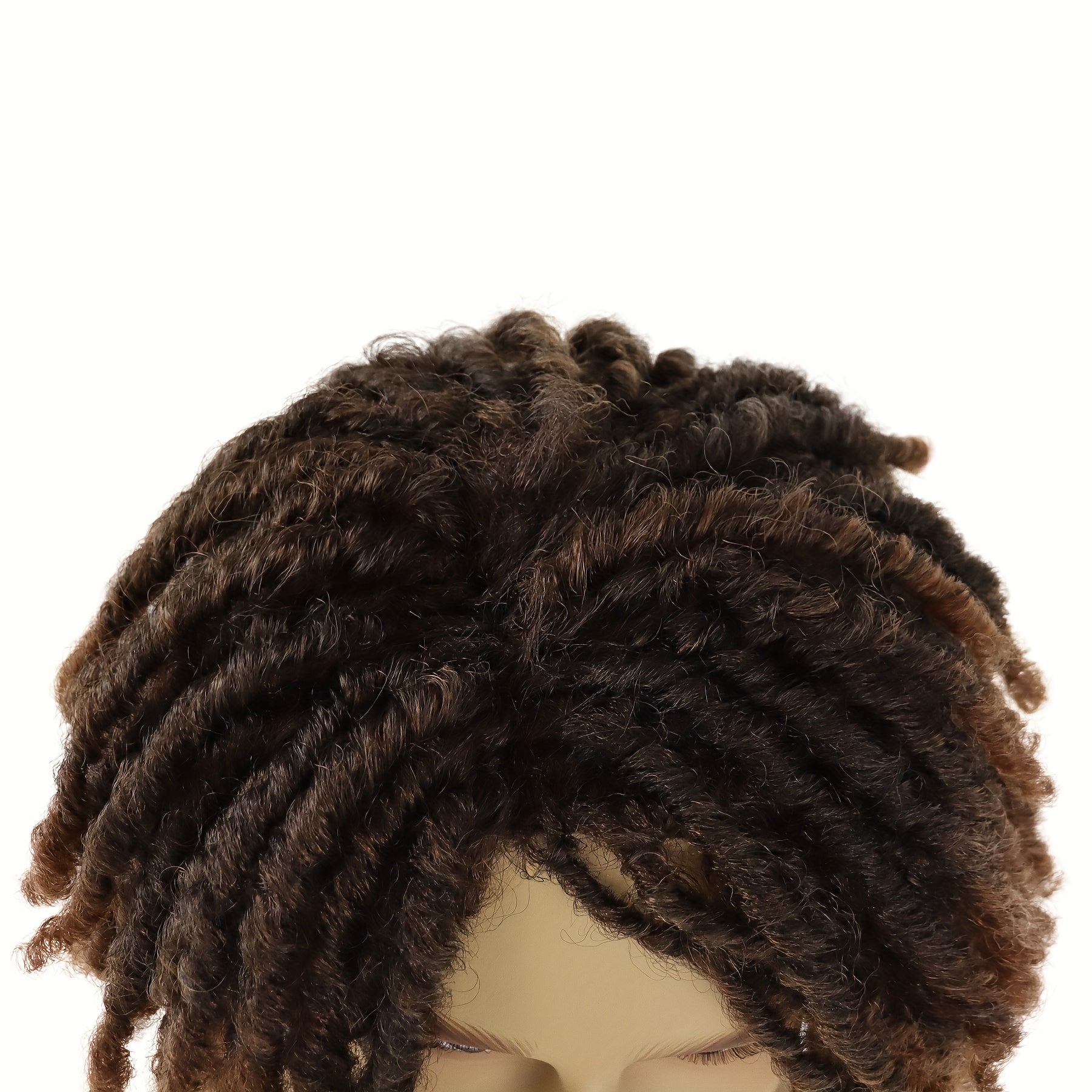 Stylish Ombre Brown Afro Bob Wig for Men Synthetic Dreadlocks Heat Resistant