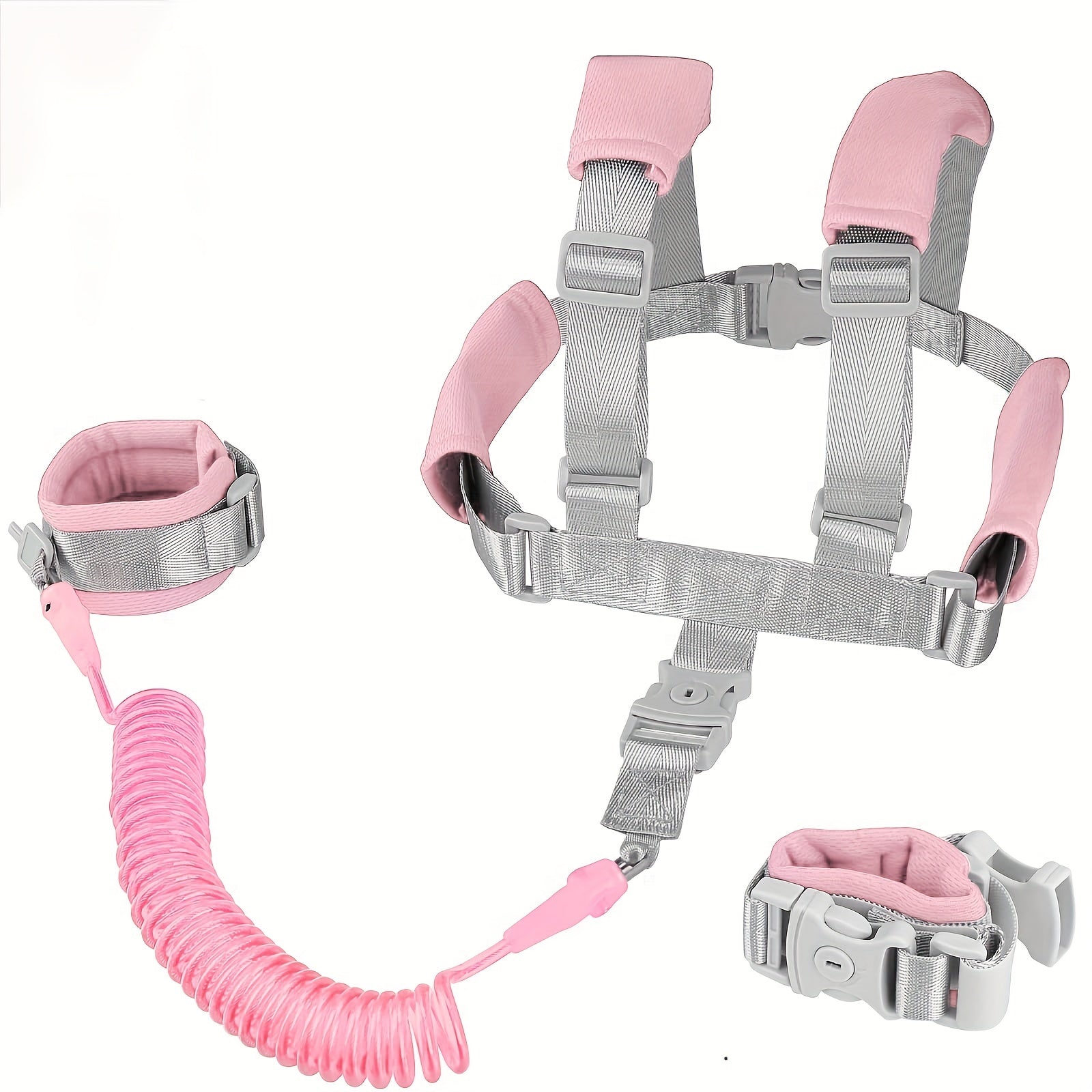 Pink Toddler Safety Leash 8.2 Feet Child Wrist Link Harness for Babies and Kids