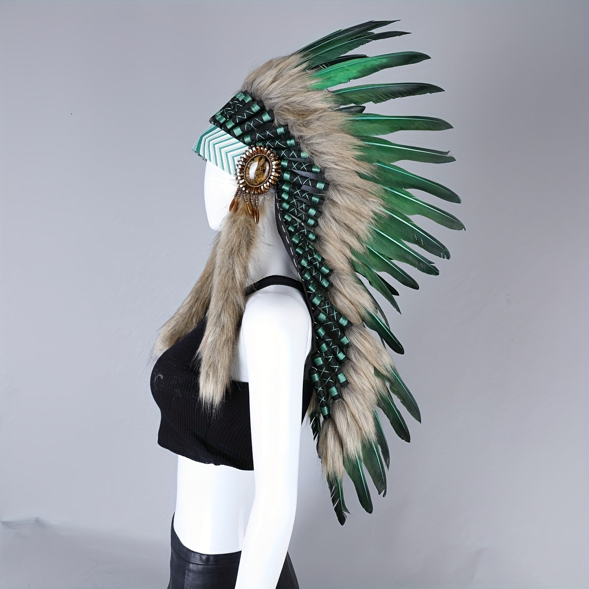 Halloween maskarad sahna chiqishlari va fotosuratlar uchun faux feather sochbog'li taqinchoq