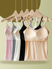 Women's Breathable Cami Top with Built-in Bra Pads and Stretchy Non-See-Through Fabric
