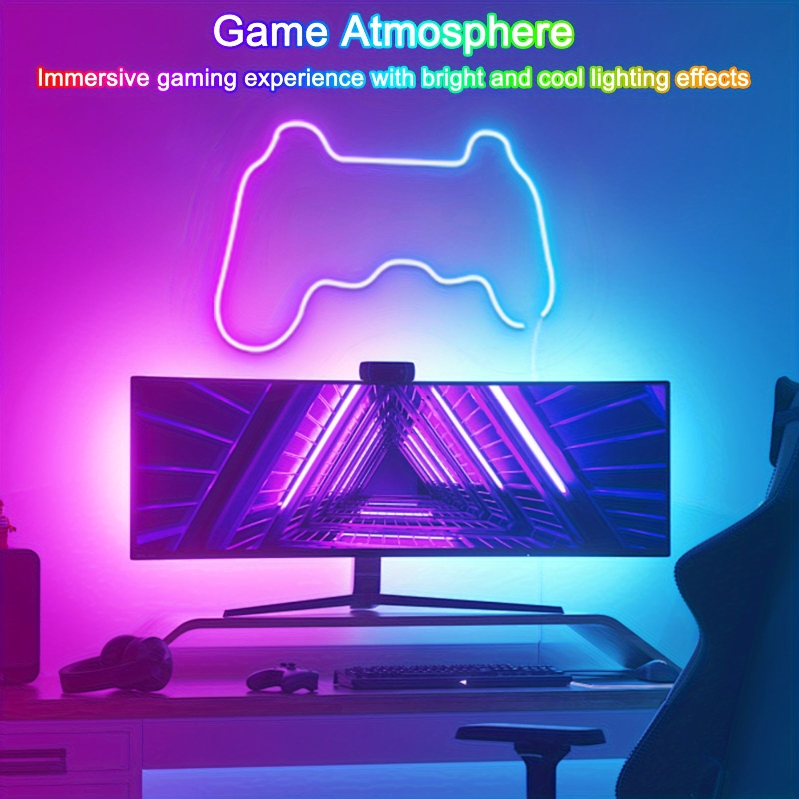 Яркая умная RGB+IC неоновая светодиодная лента с беспроводным и 2.4G пультом дистанционного управления, синхронизацией с музыкой, встроенным микрофоном, питающаяся от USB, для спальни, гостиной, декора для вечеринок 2/3/5м, гибкая.