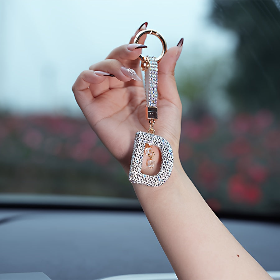 Resin Letter M Keychain Rhinestone Decor Gift Accessory for Birthdays and Christmas