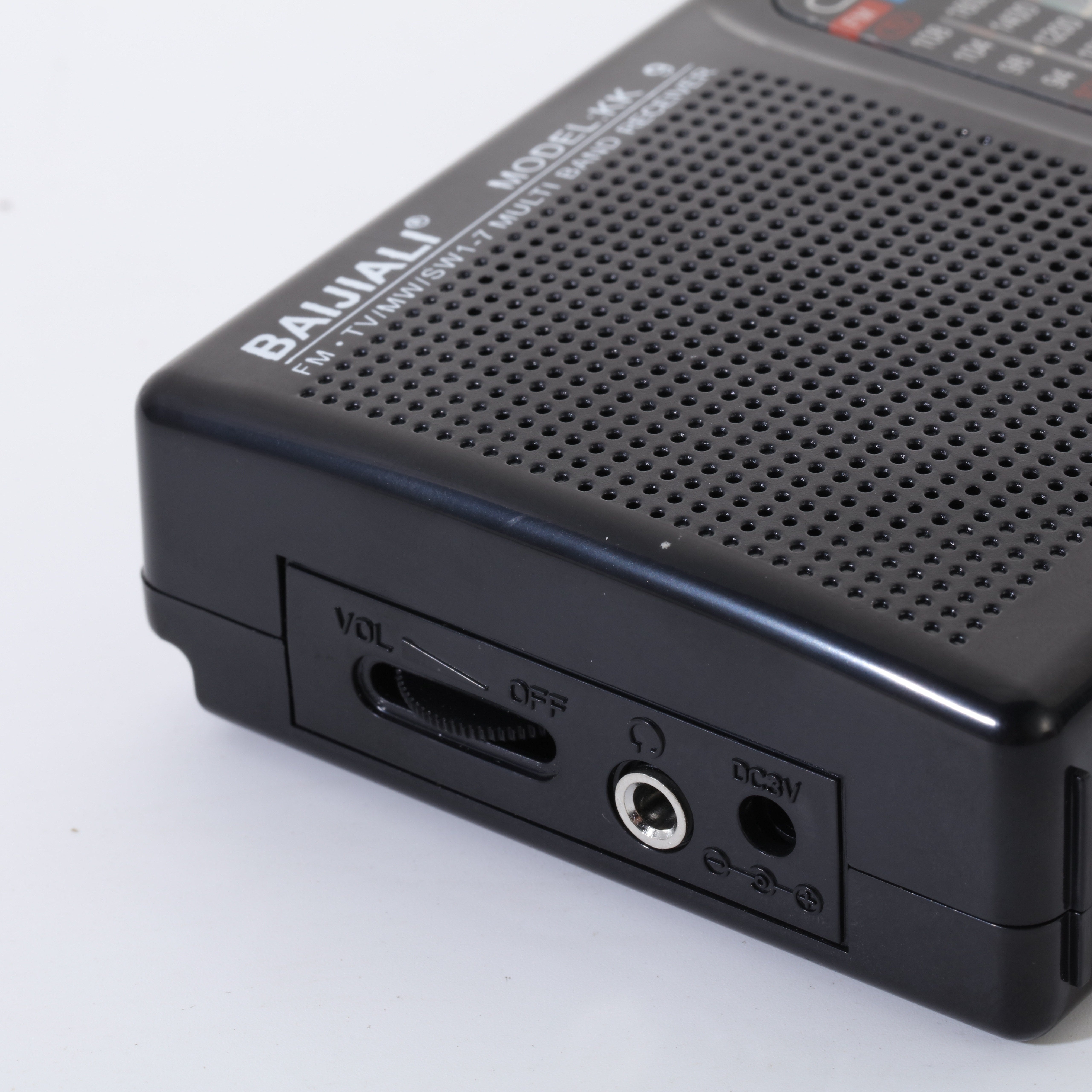 Radio portátil AM FM SW con altavoz grande y conector para auriculares negro