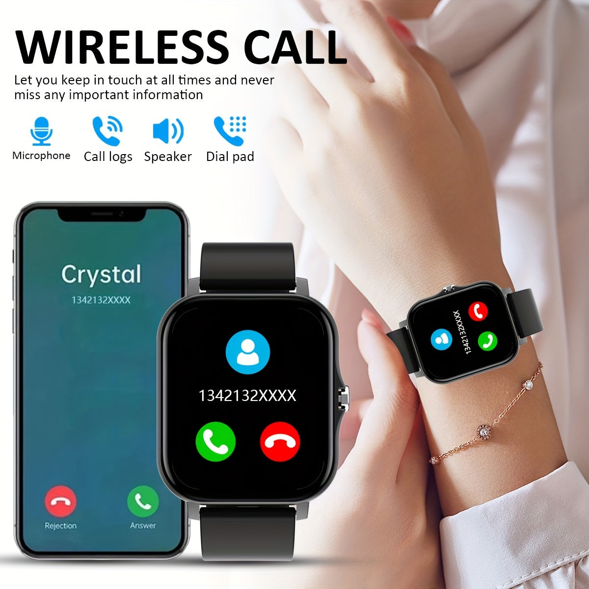 Reloj inteligente con pantalla táctil HD de 4.65cm para hombres y mujeres con llamadas inalámbricas, modos deportivos, contador de pasos y control de música