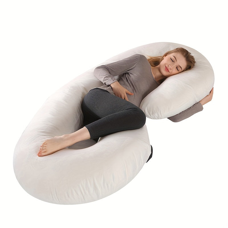 Maternity Pillow Crystal Velvet C-Shaped Pregnancy Pillow with Cooling Cover and Washable Waist Support