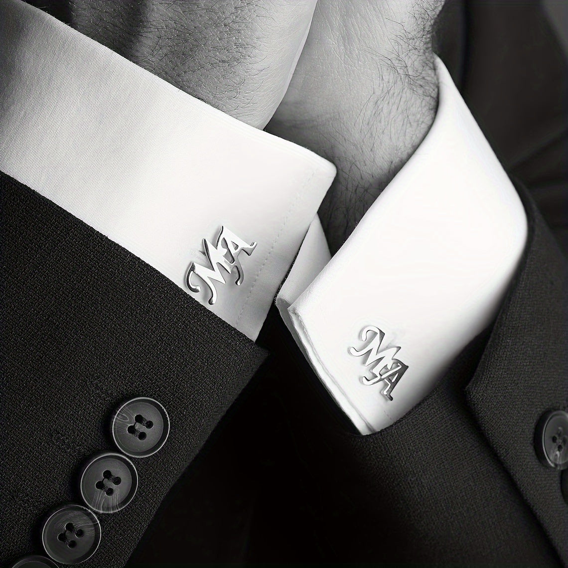 Men's Stainless Steel Cufflinks Personalized Two-Letter Formal Wedding Business Accessories