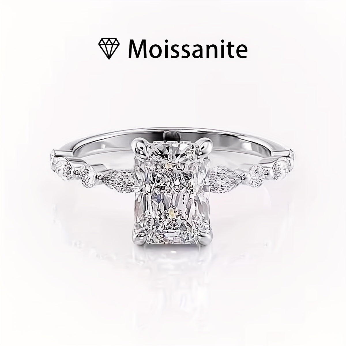 Women’s Boho Style 2 Carat Moissanite Engagement Ring Sterling Silver Wedding Jewelry