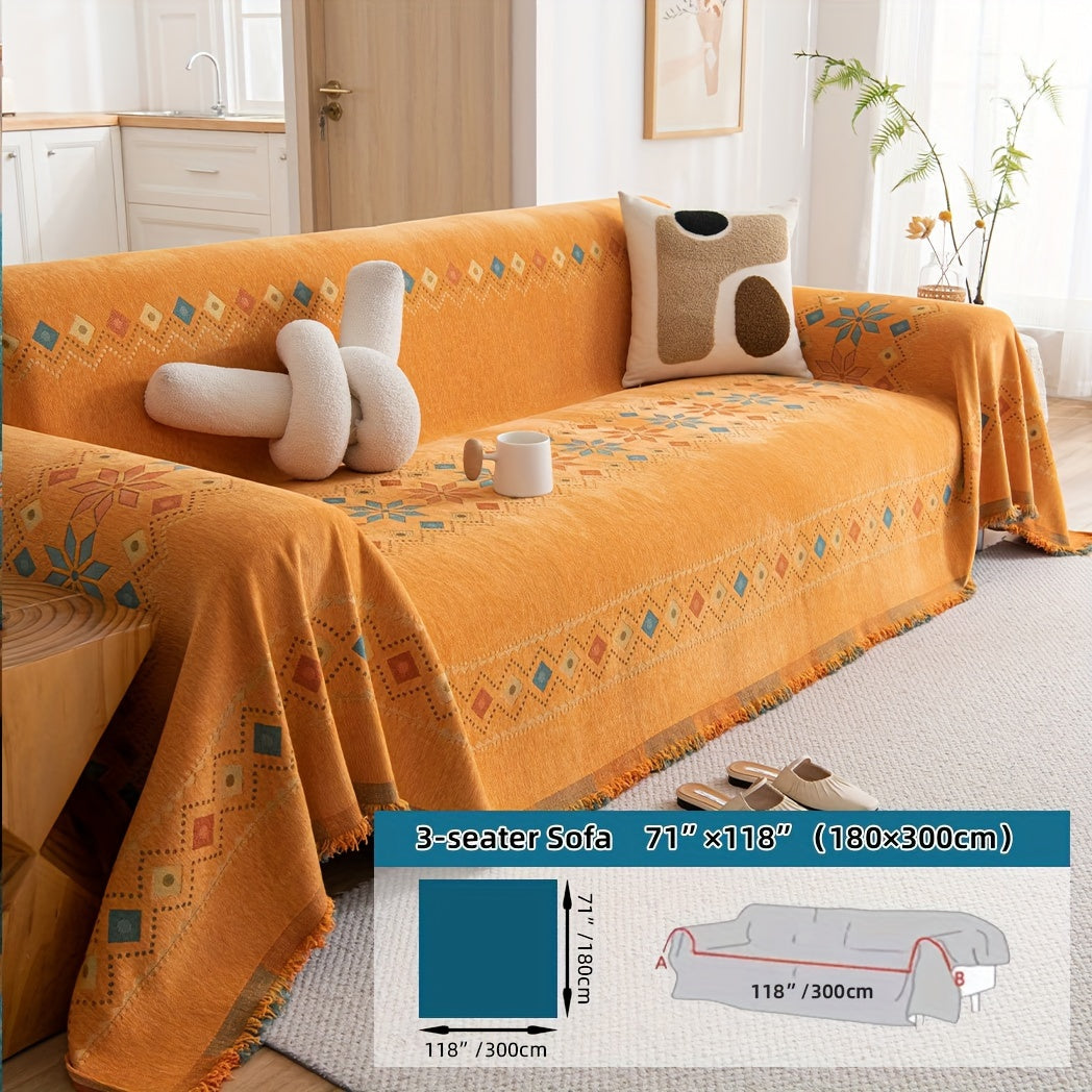 Boho-Style Sofa Cover All Seasons Non-Slip for Living Room Bedroom Office