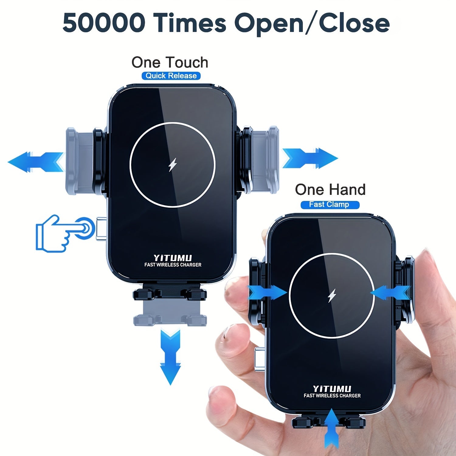 Wireless Car Charger 15W Qi Fast Charging Dashboard Phone Holder for Smartphones