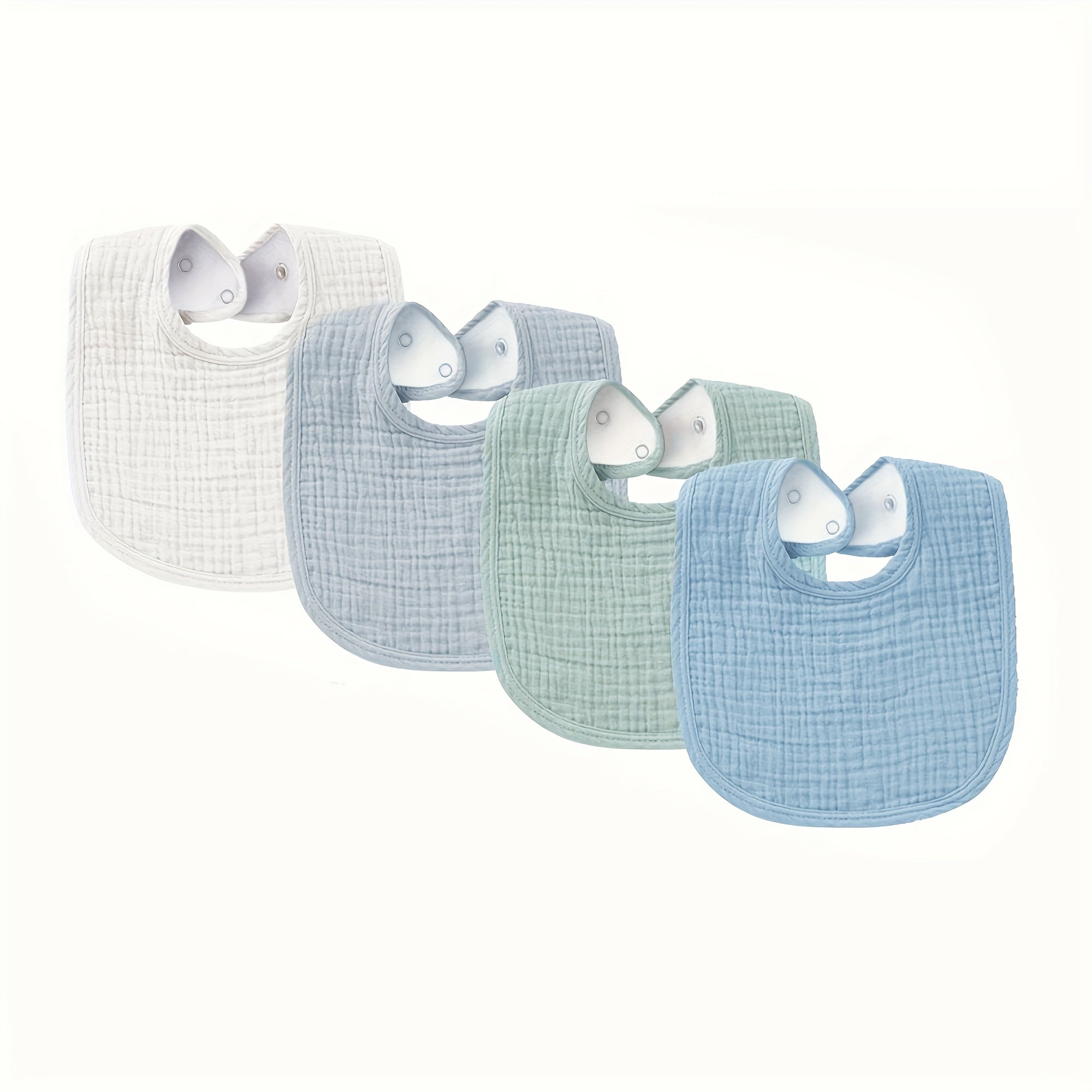 Set of 4 Unisex Baby Cotton Drool Bibs with Snap Closure for Teething and Drooling