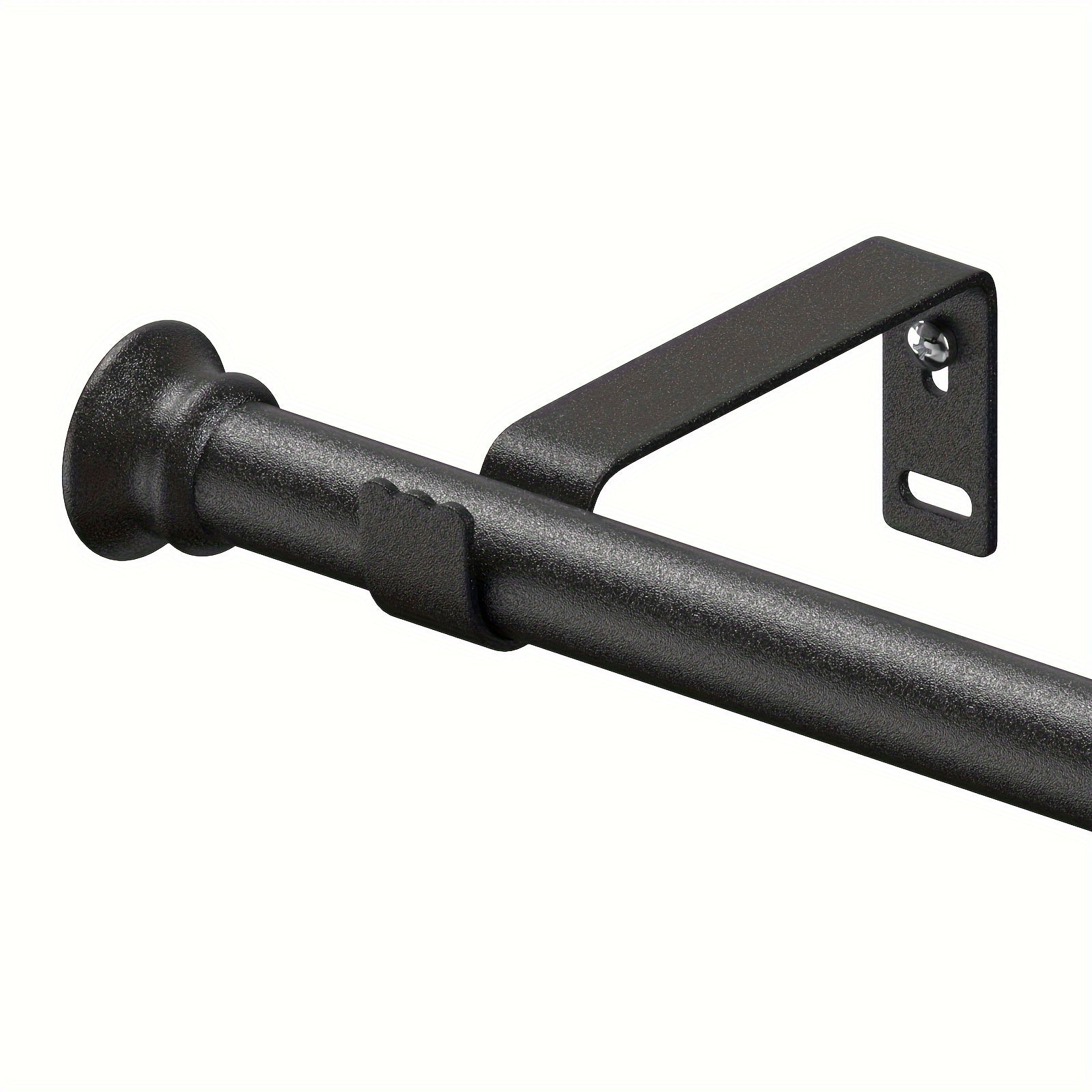 Adjustable Curtain Rod Set 30-87 Inches Matte Black Steel Support Up to 11.34 KG