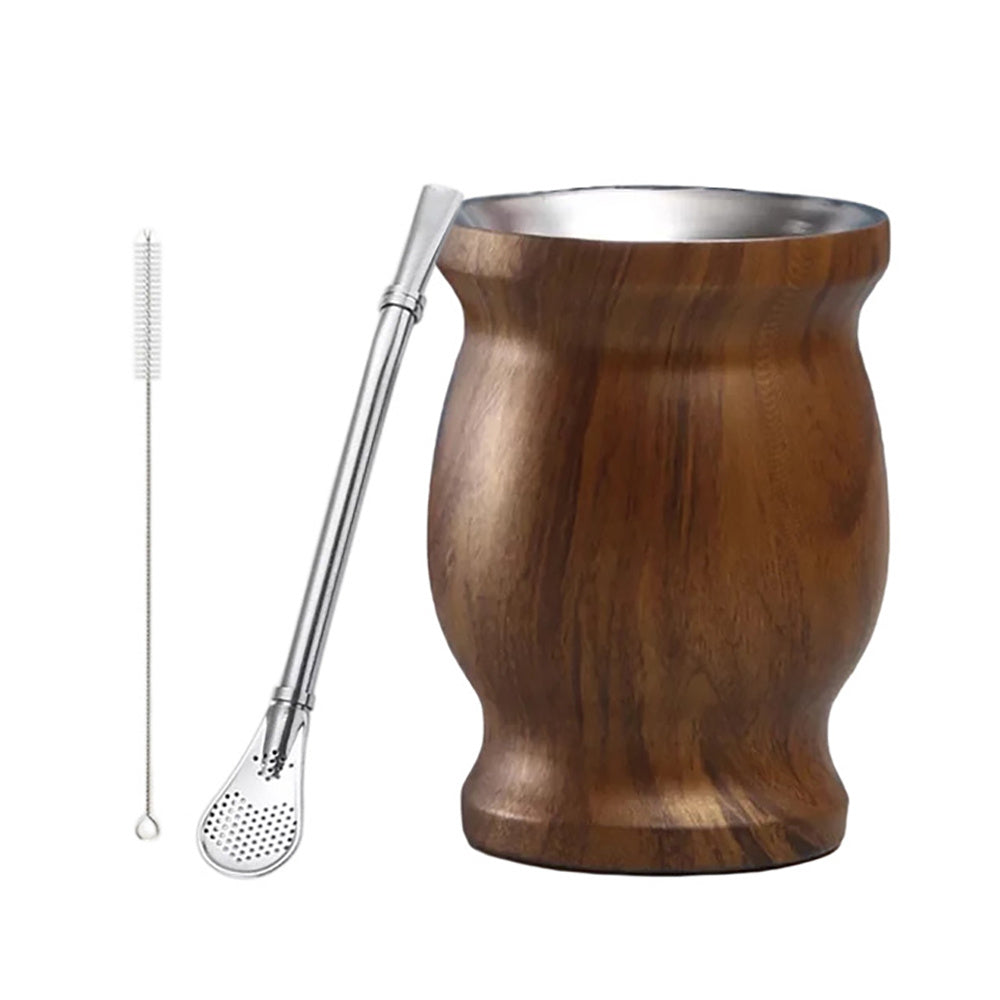 8oz Stainless Steel Yerba Mate Set with Bombilla Straw and Brush for Gifting