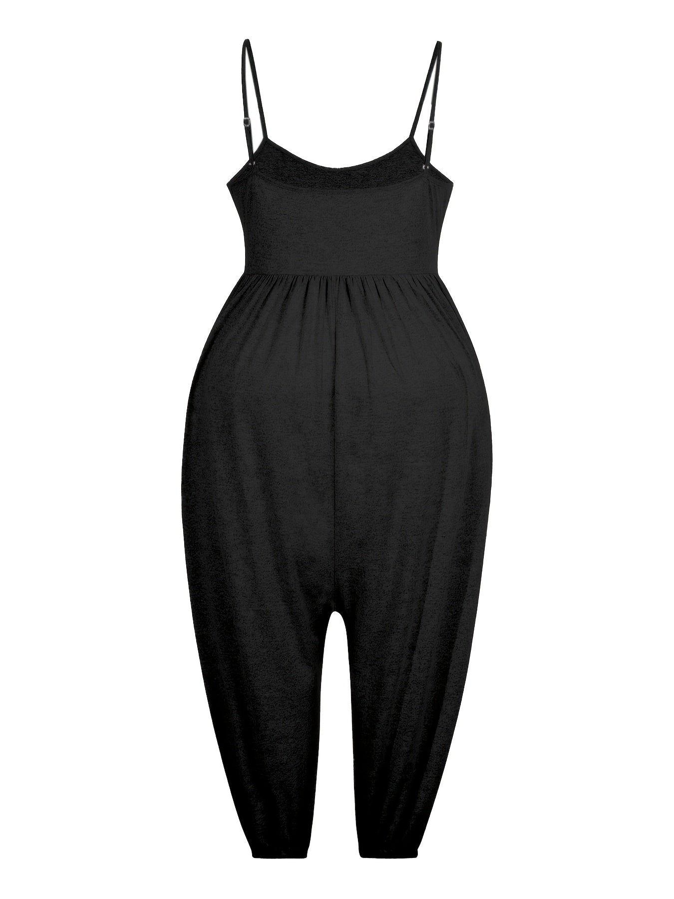 Plus Size Women's Sleeveless Jumpsuit V-Neck Wide Leg Solid Casual Summer