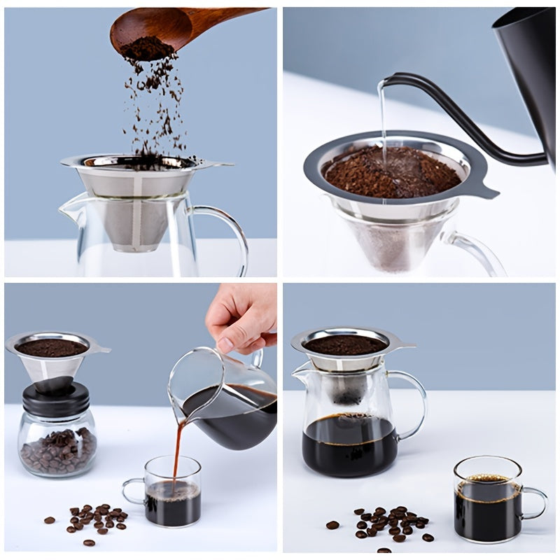 Double Layer Stainless Steel Coffee Filter Pour Over Dripper Food Grade 304