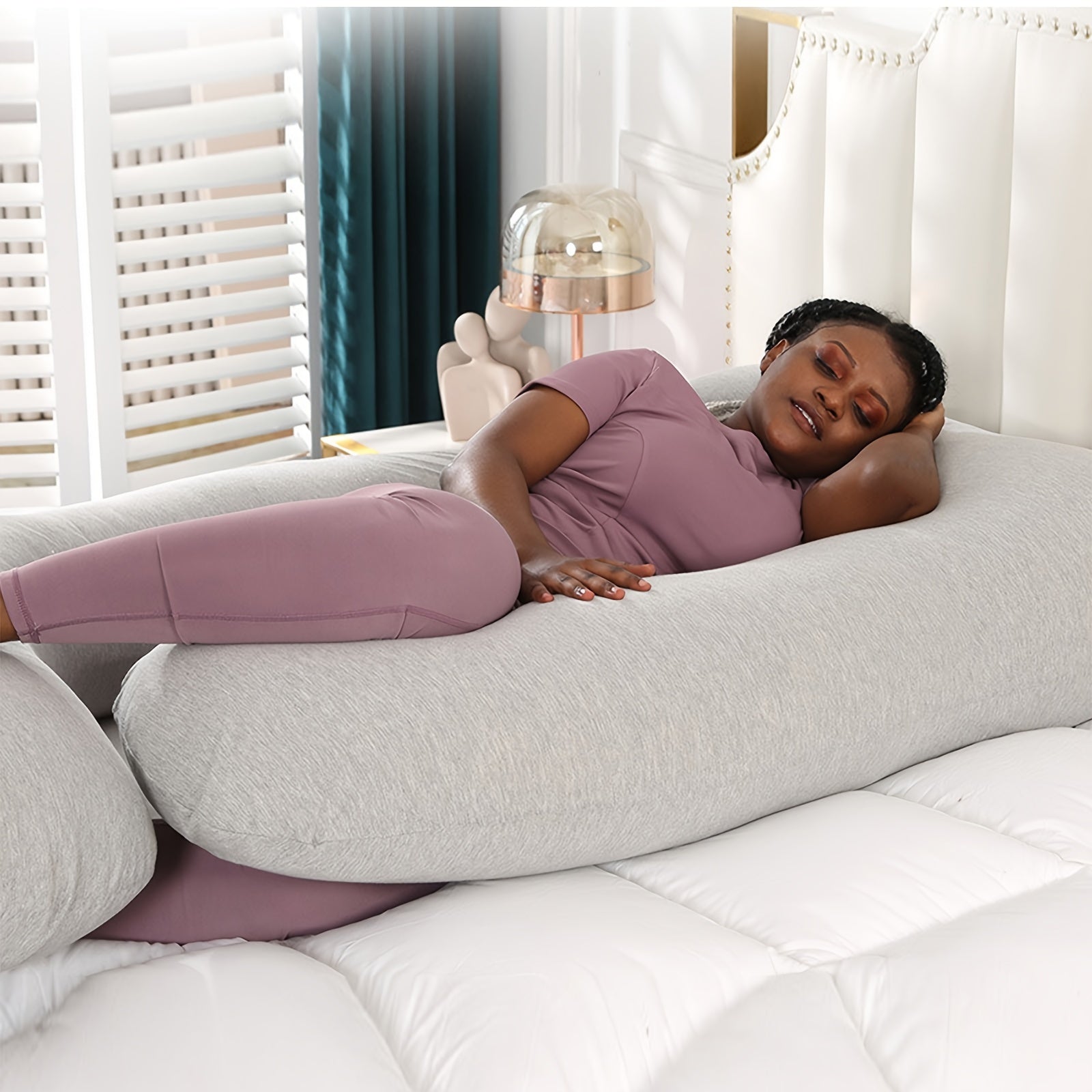 Pregnancy Pillow Full Body Support Cushion with Removable Cover for Side Sleeping