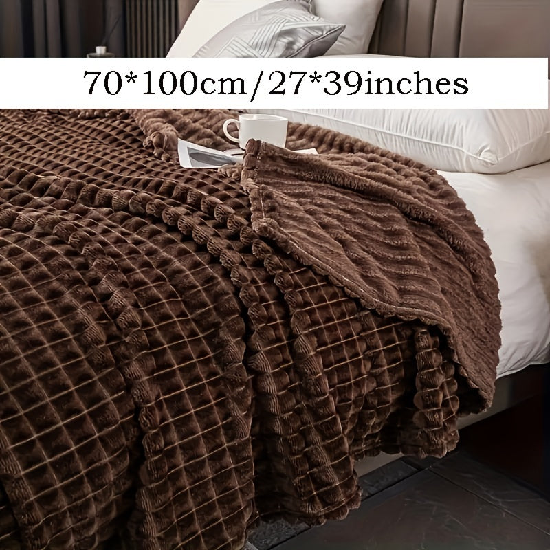 Плед из искусственного кроличьего меха в клетку - теплый и уютный плед для дивана, кровати или софы - мягкий и успокаивающий плед