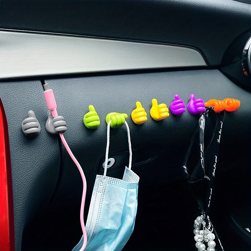 Colorful Wall Hooks No-Drill Cable Organizers for Bathroom Kitchen Keys Earphones