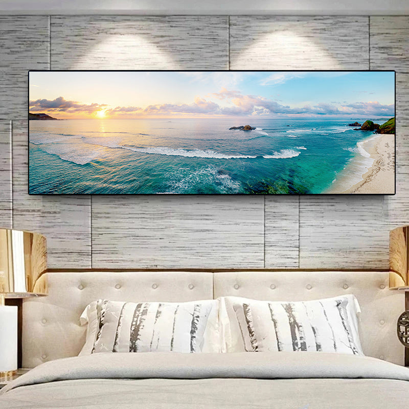 Frameless Canvas Wall Art Landscape Mountain Lake Sunset Modern Nordic Decor