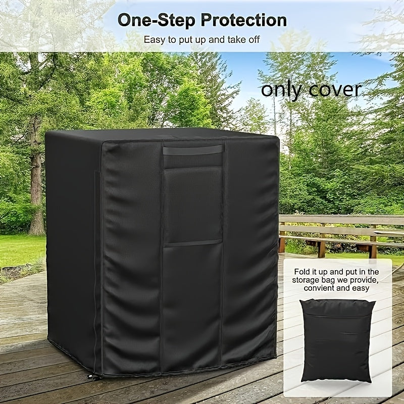 Black PVC Outdoor Air Conditioner Cover with Zipper and Storage Bag