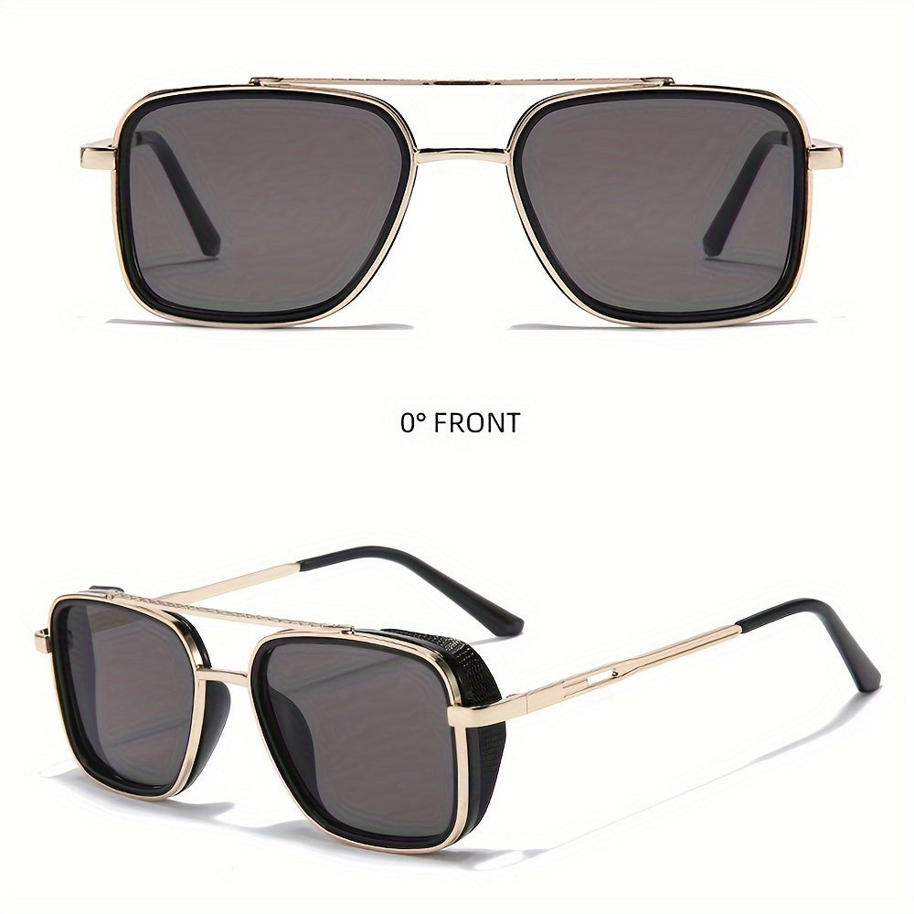 Retro Punk Metal Square Glasses Unisex Fashion Eyewear for Outdoor and Travel