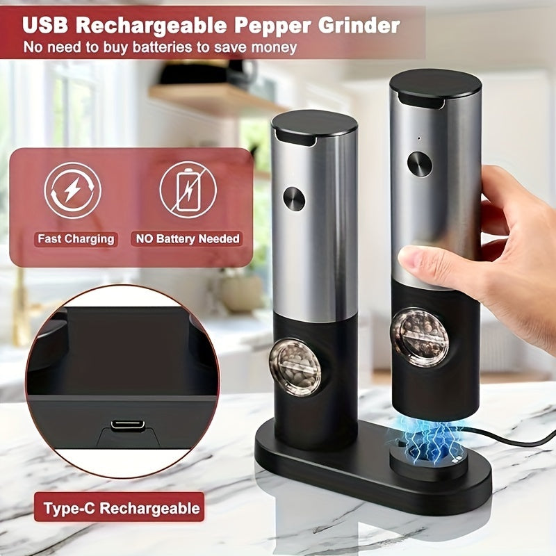 Grinder Set for Meat and Spices, USB Rechargeable, Adjustable, Two-Piece Gift