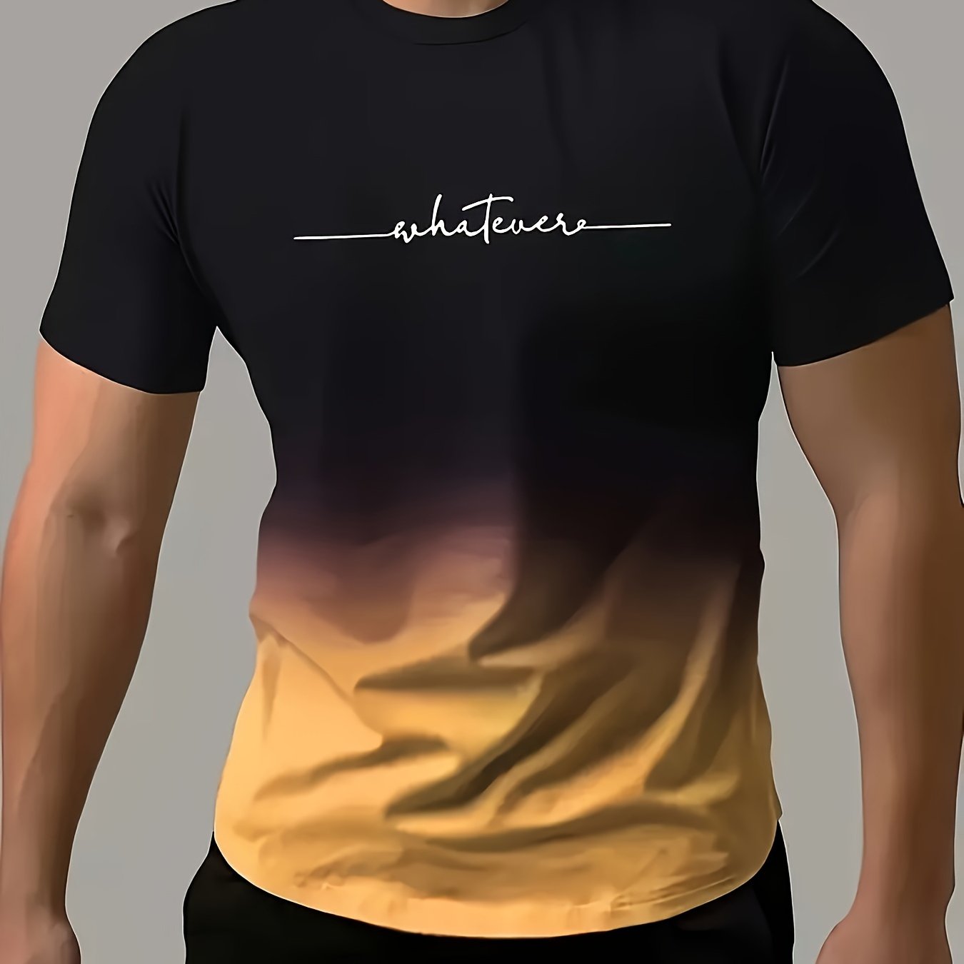 Men's Sports T-Shirt Gradient Color Casual Summer Round Neck Tee