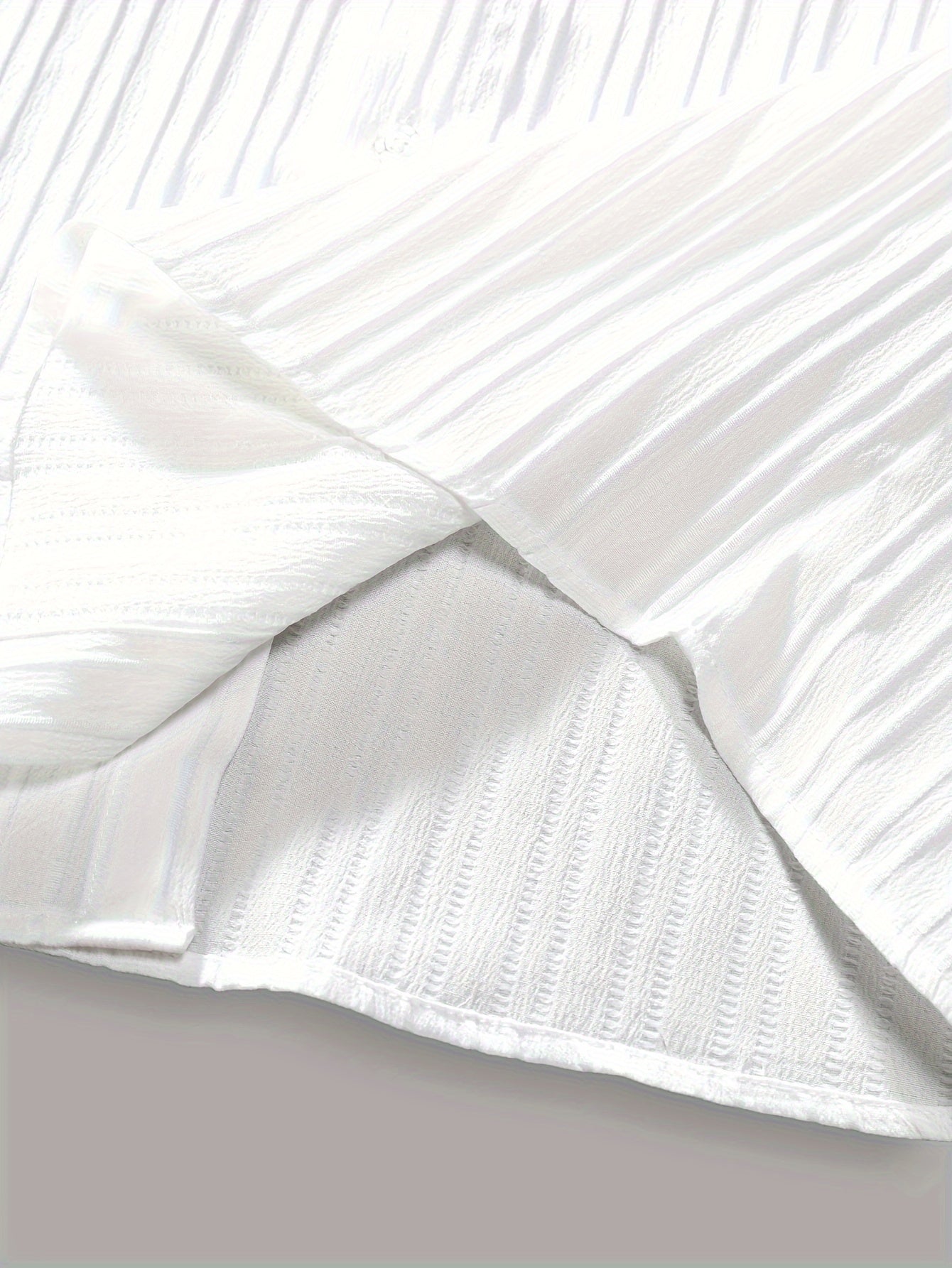 Men's Summer Solid Color Textured Shirt and Pants Set Polyester Casual